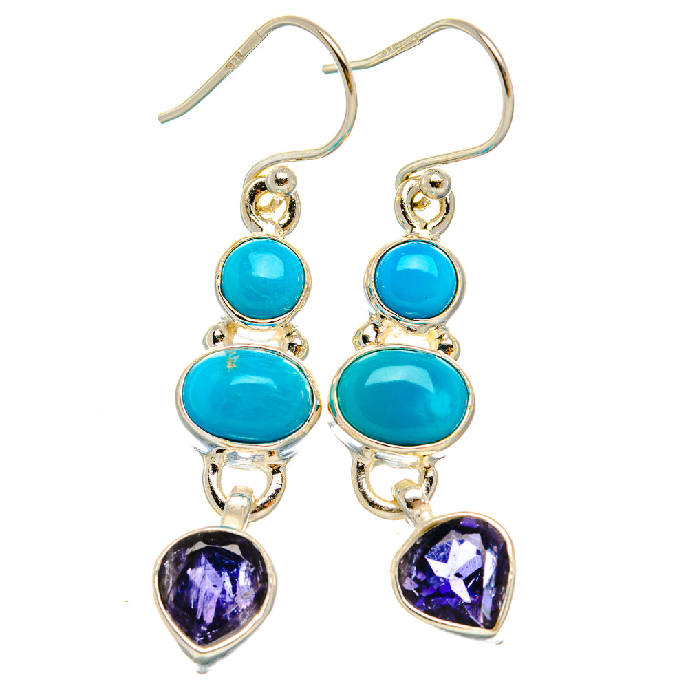 Ana Silver Co Sleeping Beauty Turquoise, Tanzanite Earrings 1 3/4" (925 Sterling Silver)