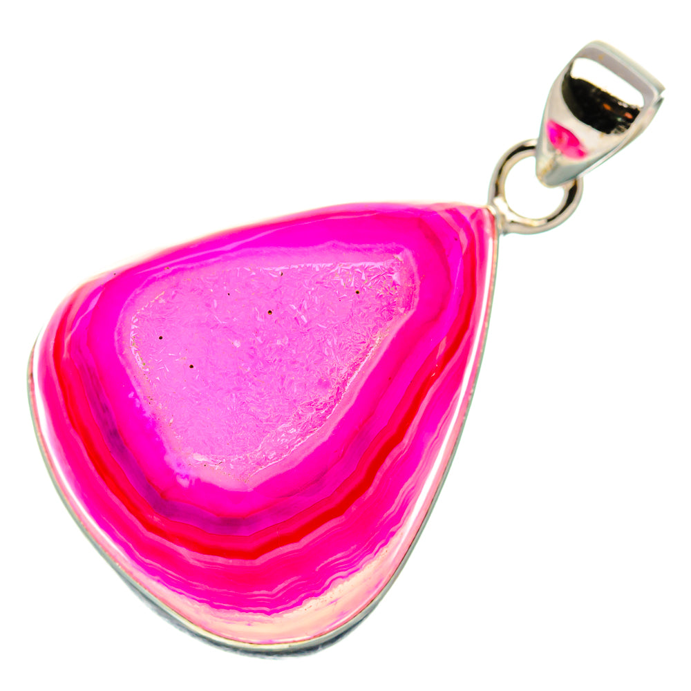 Pink Window Druzy Pendant 1 1/2" (925 Sterling Silver) PD37173