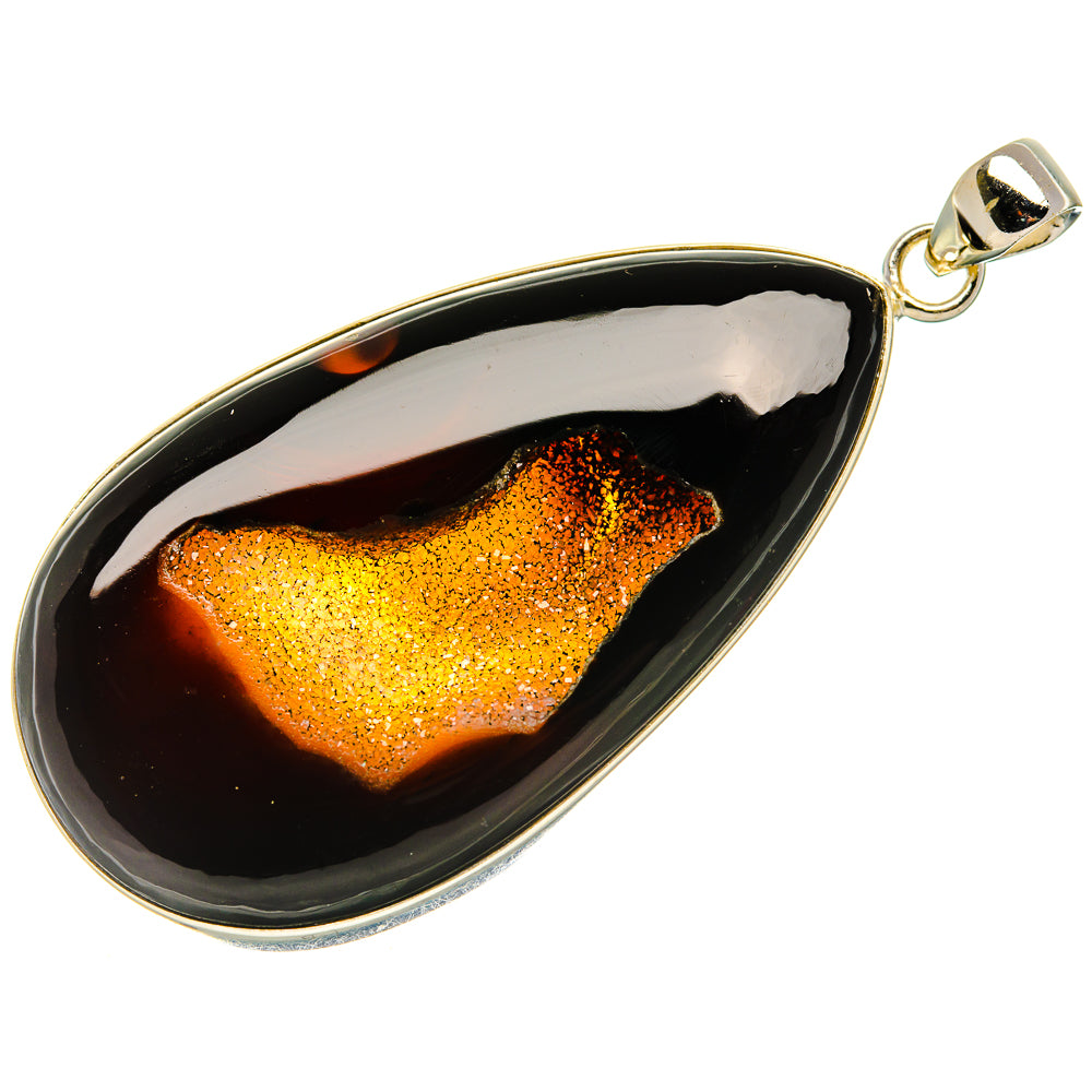 Black Window Druzy Pendant 2 3/4" (925 Sterling Silver) PD37219
