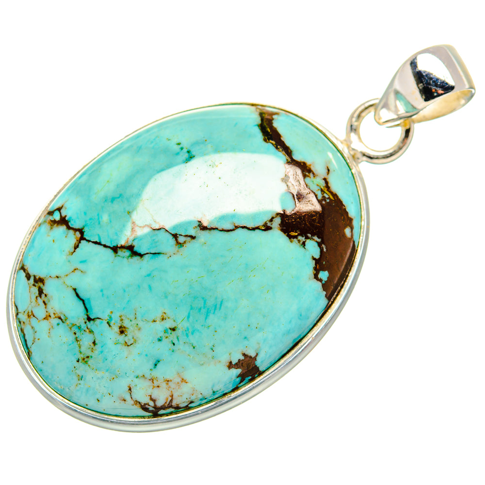 Tibetan Turquoise Pendant 1 3/4" (925 Sterling Silver) PD36931