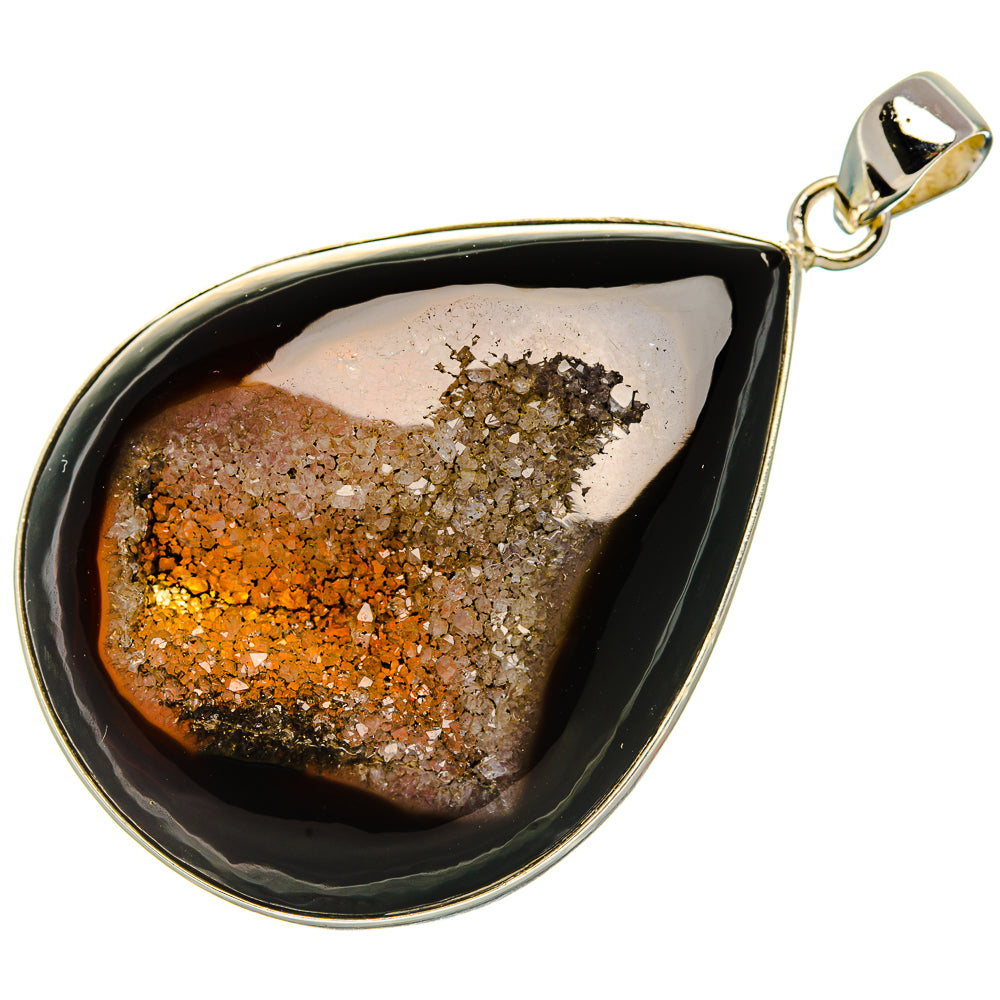 Black Window Druzy Pendant 2 1/4" (925 Sterling Silver) PD37186