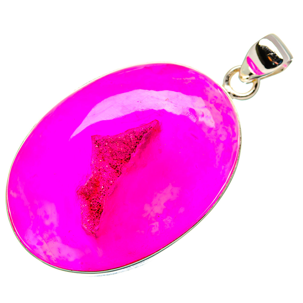 Pink Window Druzy Pendant 2" (925 Sterling Silver) PD36949
