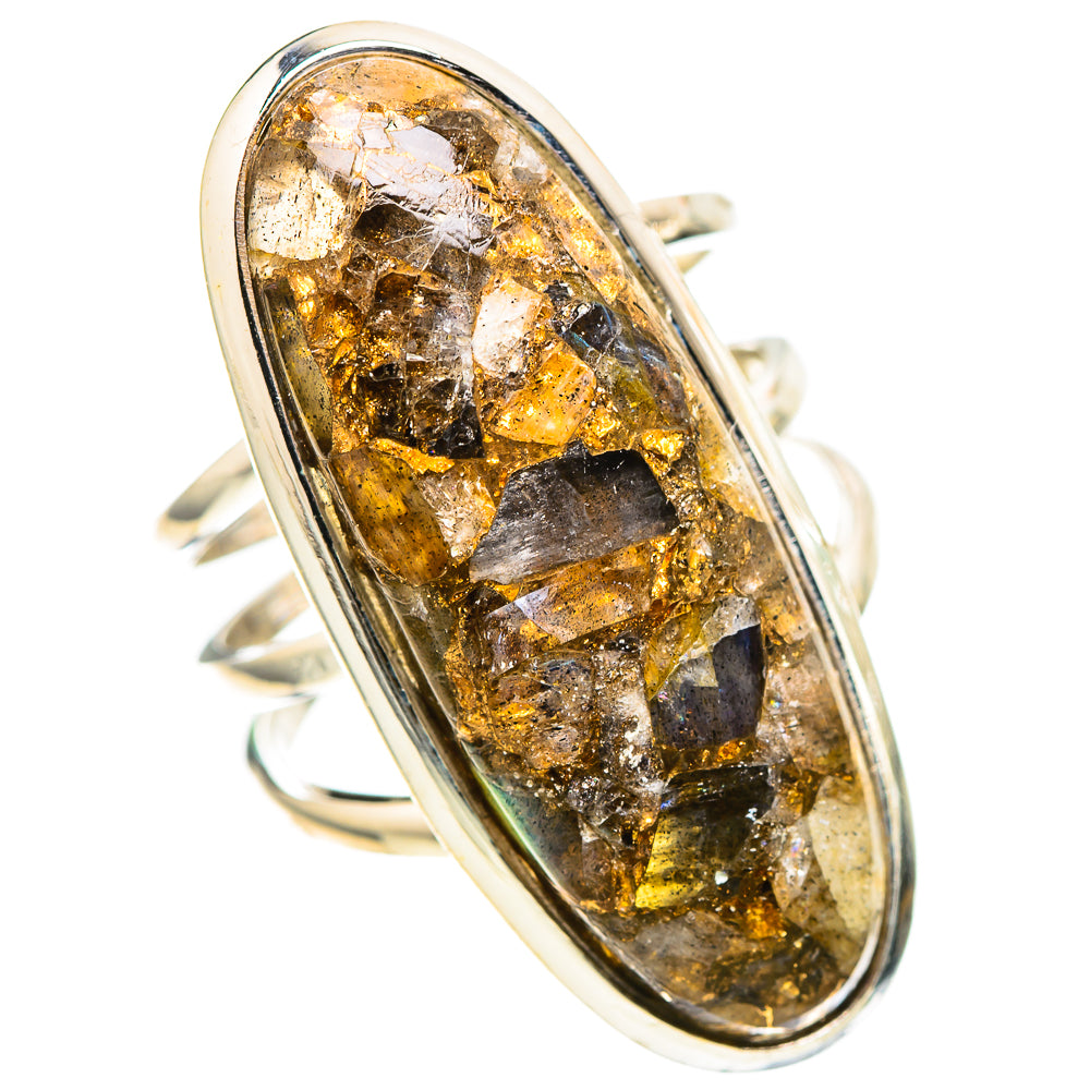 Large Brecciated Labradorite 925 Sterling Silver Ring Size 7.25 (925 Sterling Silver) RING137522