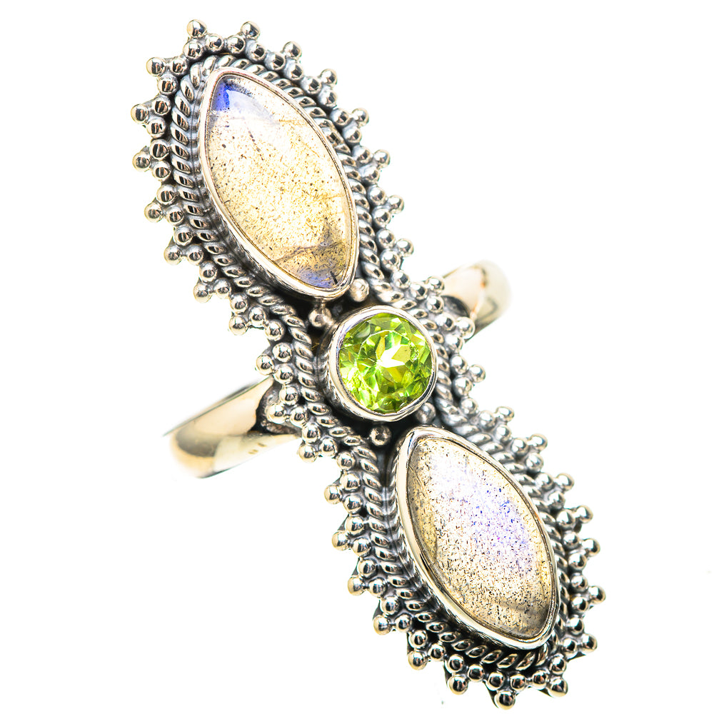 Large Labradorite, Peridot 925 Sterling Silver Ring Size 8.25 (925 Sterling Silver) RING137588