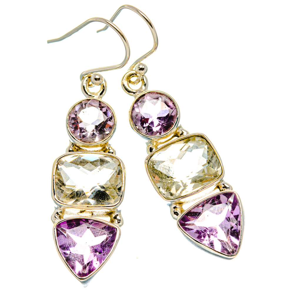 White Quartz, Amethyst Earrings 1 3/4" (925 Sterling Silver) EARR431651