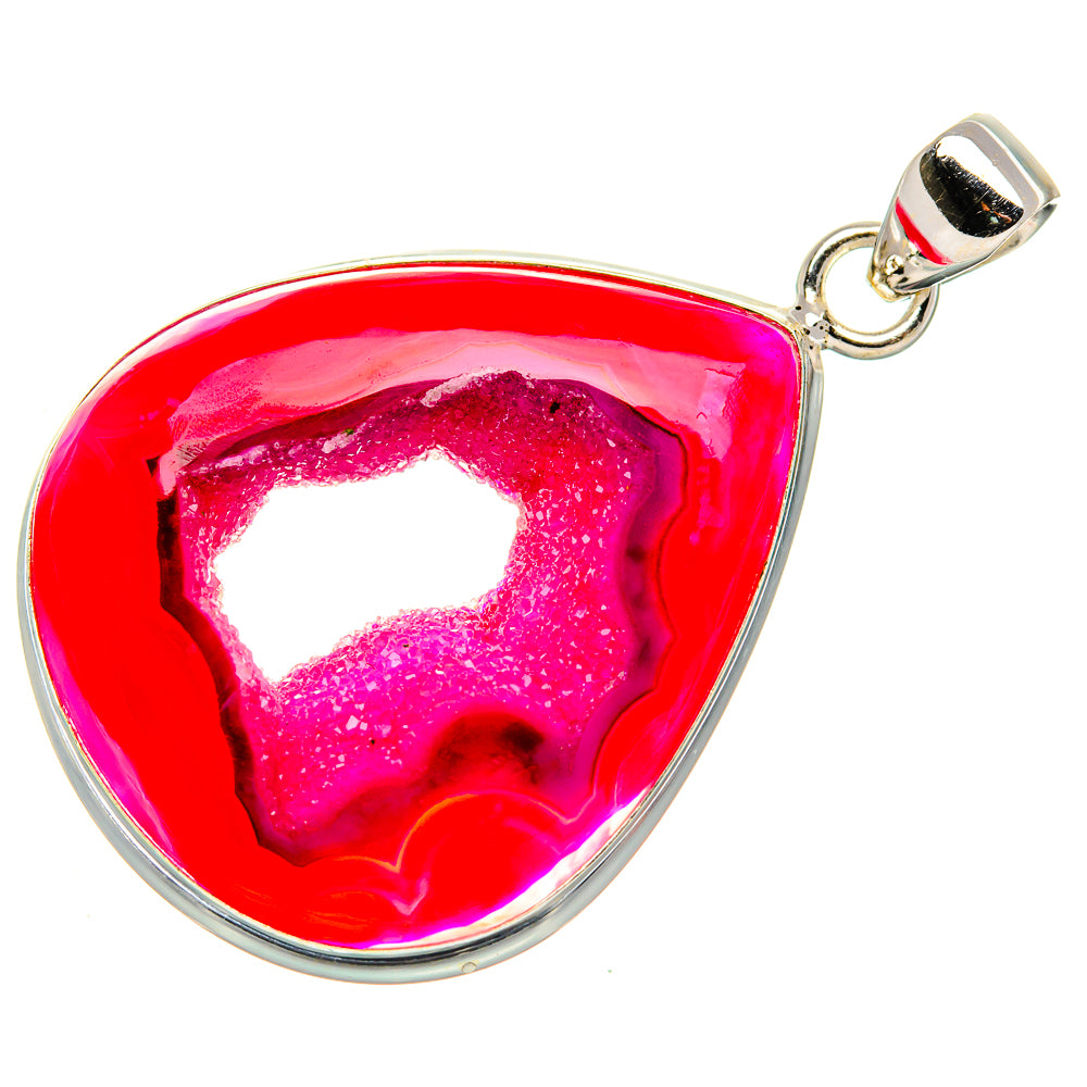 Pink Window Druzy Pendant 1 7/8" (925 Sterling Silver) PD37103