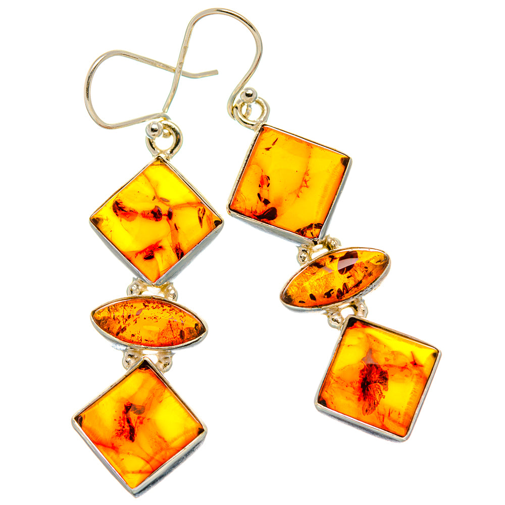 Baltic Amber Earrings 2 1/4" (925 Sterling Silver) EARR431662
