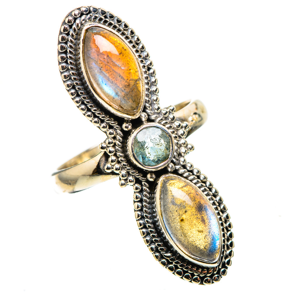 Large Labradorite, Blue Topaz 925 Sterling Silver Ring Size 9 (925 Sterling Silver) RING137746