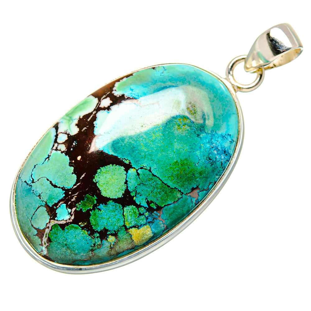 Tibetan Turquoise Pendant 2" (925 Sterling Silver) PD36892