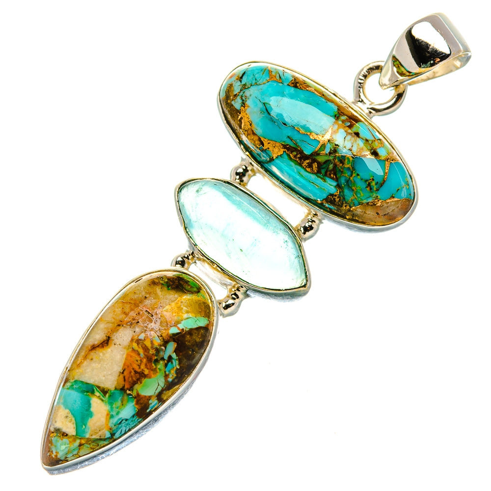 Kingman Mohave Turquoise, Aquamarine Pendant 2" (925 Sterling Silver) PD37255