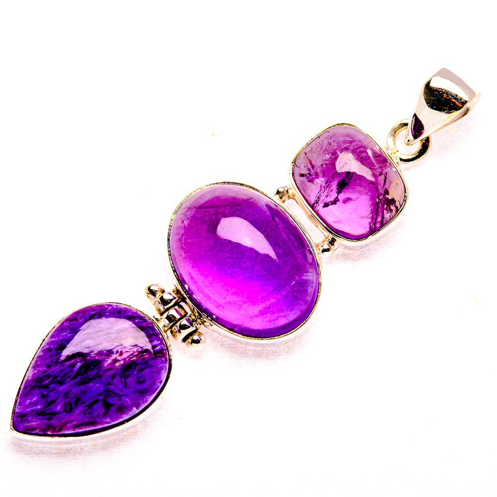 Charoite, Amethyst 925 Sterling Silver Pendant 2 3/8" (925 Sterling Silver) PD37644