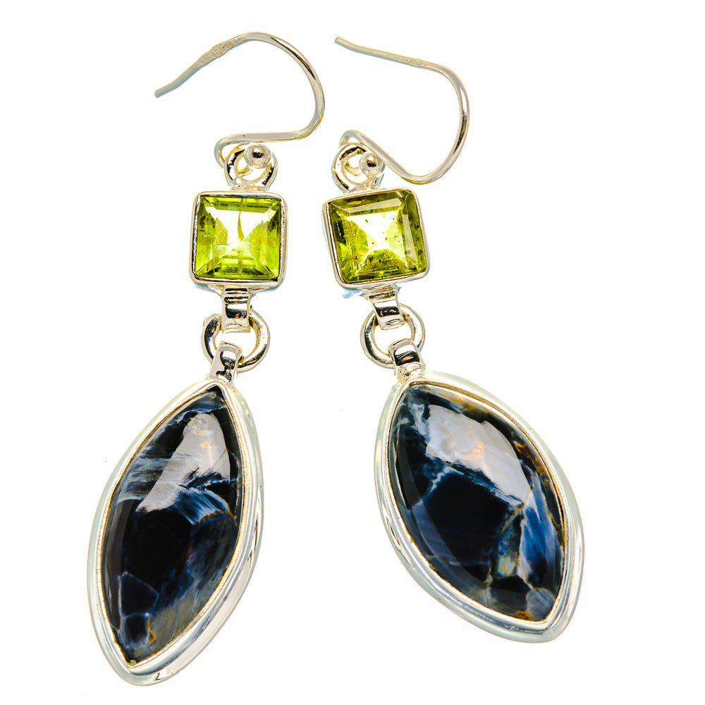 Pietersite, Peridot Earrings 2" (925 Sterling Silver) EARR431671