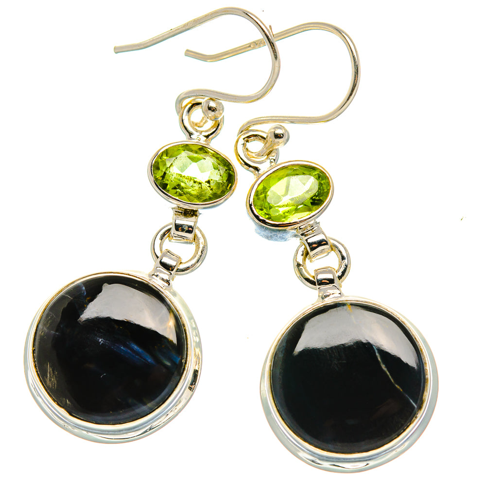 Pietersite, Peridot Earrings 1 3/4" (925 Sterling Silver) EARR431640