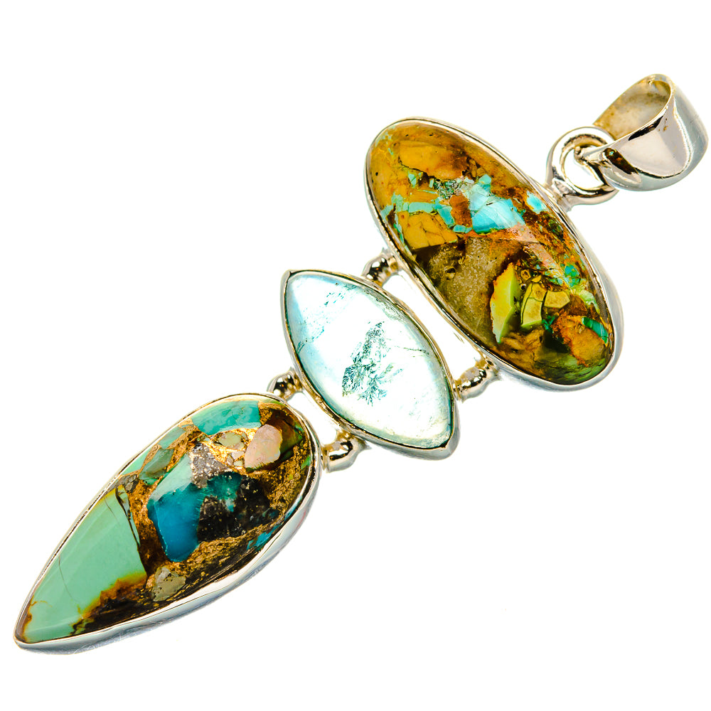 Kingman Mohave Turquoise, Aquamarine Pendant 2" (925 Sterling Silver) PD37251