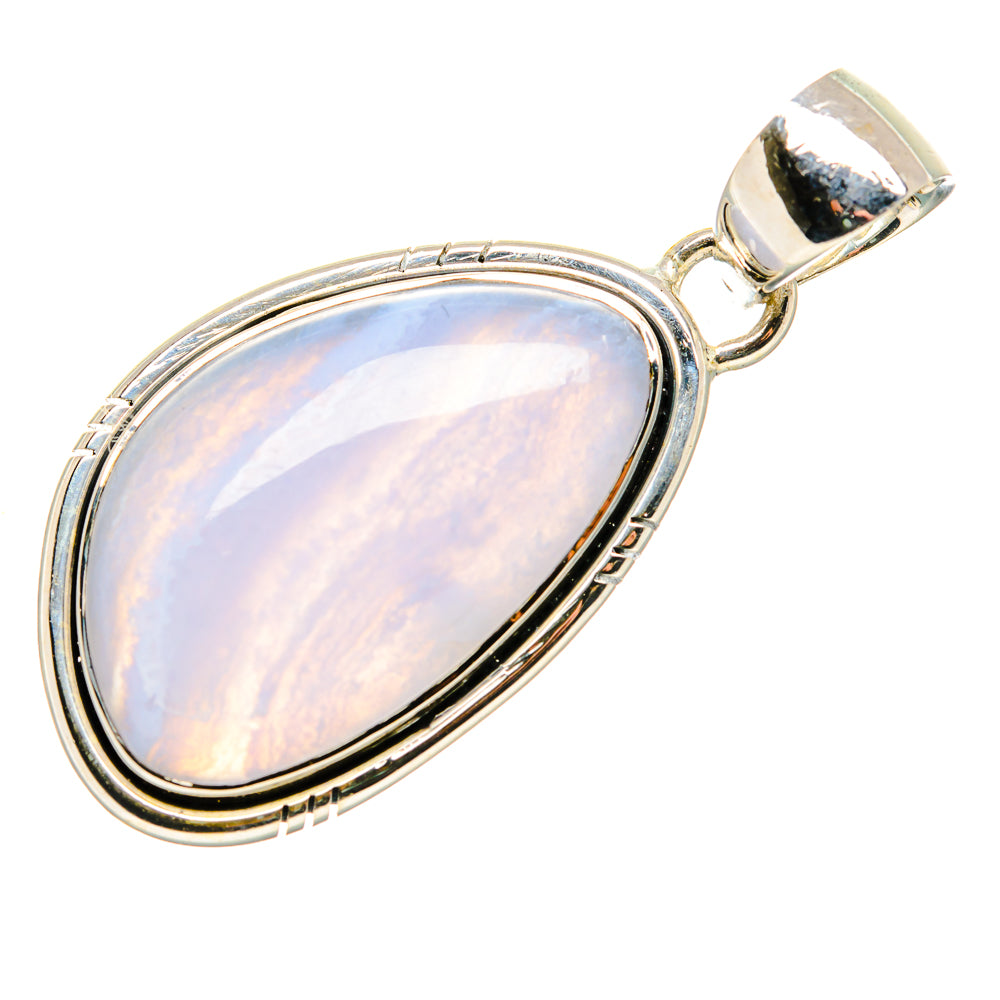 Blue Lace Agate Pendant 1 5/8" (925 Sterling Silver) PD36823