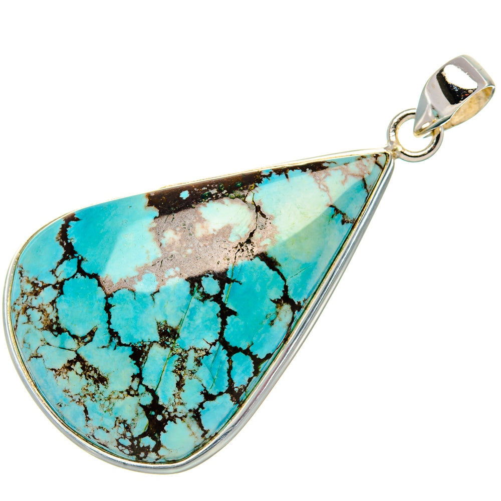 Tibetan Turquoise Pendant 2 1/8" (925 Sterling Silver) PD37164