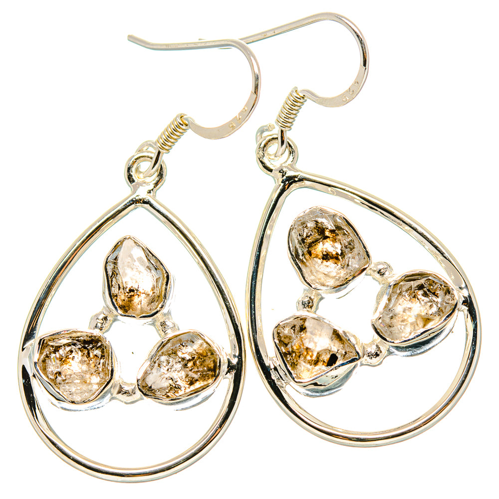 925 sterling silver teardrop earrings with rough herkimer-style diamond clusters