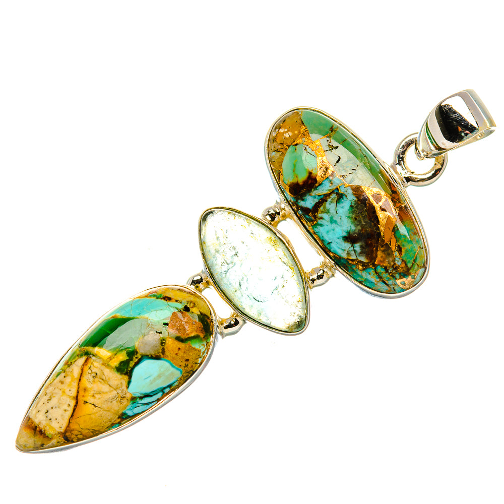Kingman Mohave Turquoise, Aquamarine Pendant 2 1/8" (925 Sterling Silver) PD37188