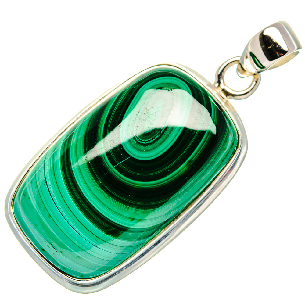 Malachite Pendant 1 3/4" (925 Sterling Silver) PD37199