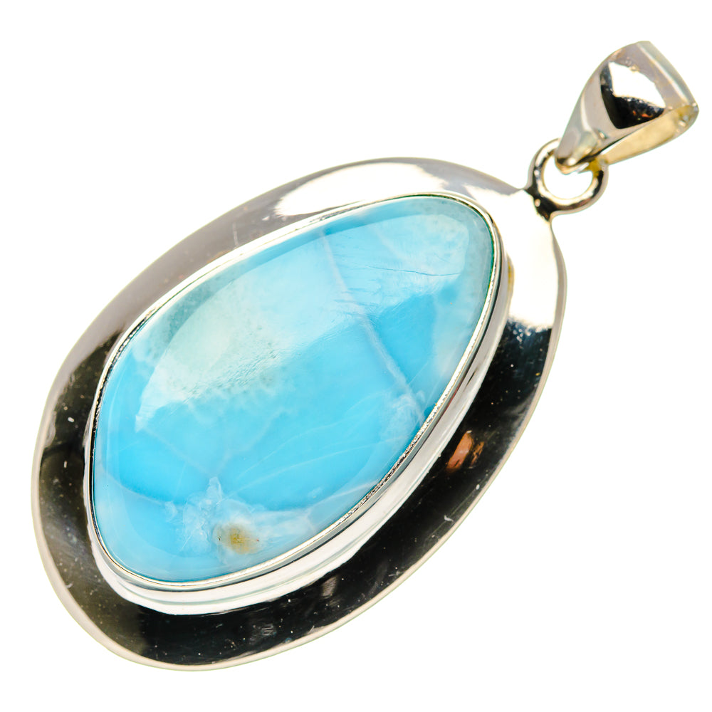 Larimar 925 Sterling Silver Pendant 1 3/4" (925 Sterling Silver) PD37623