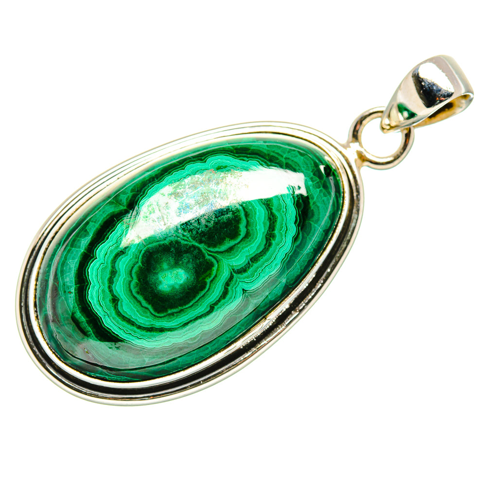 Malachite Pendant 1 3/4" (925 Sterling Silver) PD36919