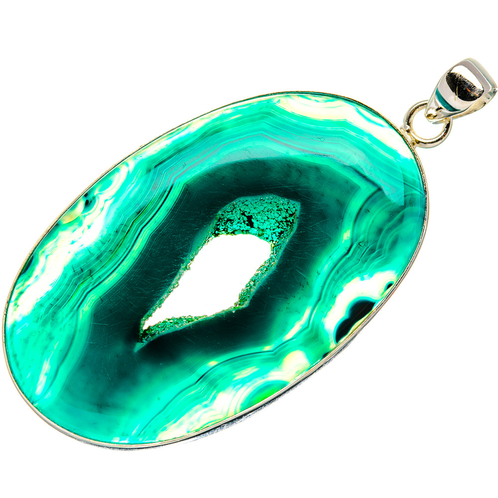 Green Window Druzy Pendant 2 3/4" (925 Sterling Silver) PD37224