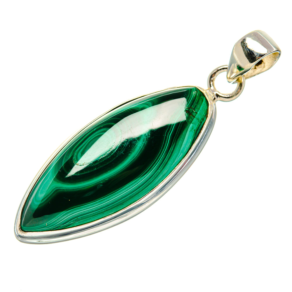 Malachite Pendant 1 7/8" (925 Sterling Silver) PD36989