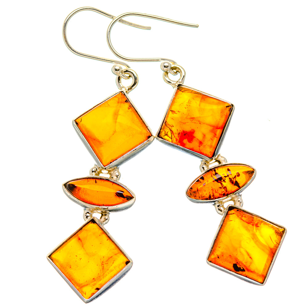Baltic Amber Earrings 2 1/4" (925 Sterling Silver) EARR431637