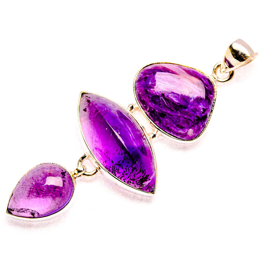 Charoite, Amethyst Pendant 2 1/2" (925 Sterling Silver) PD37586
