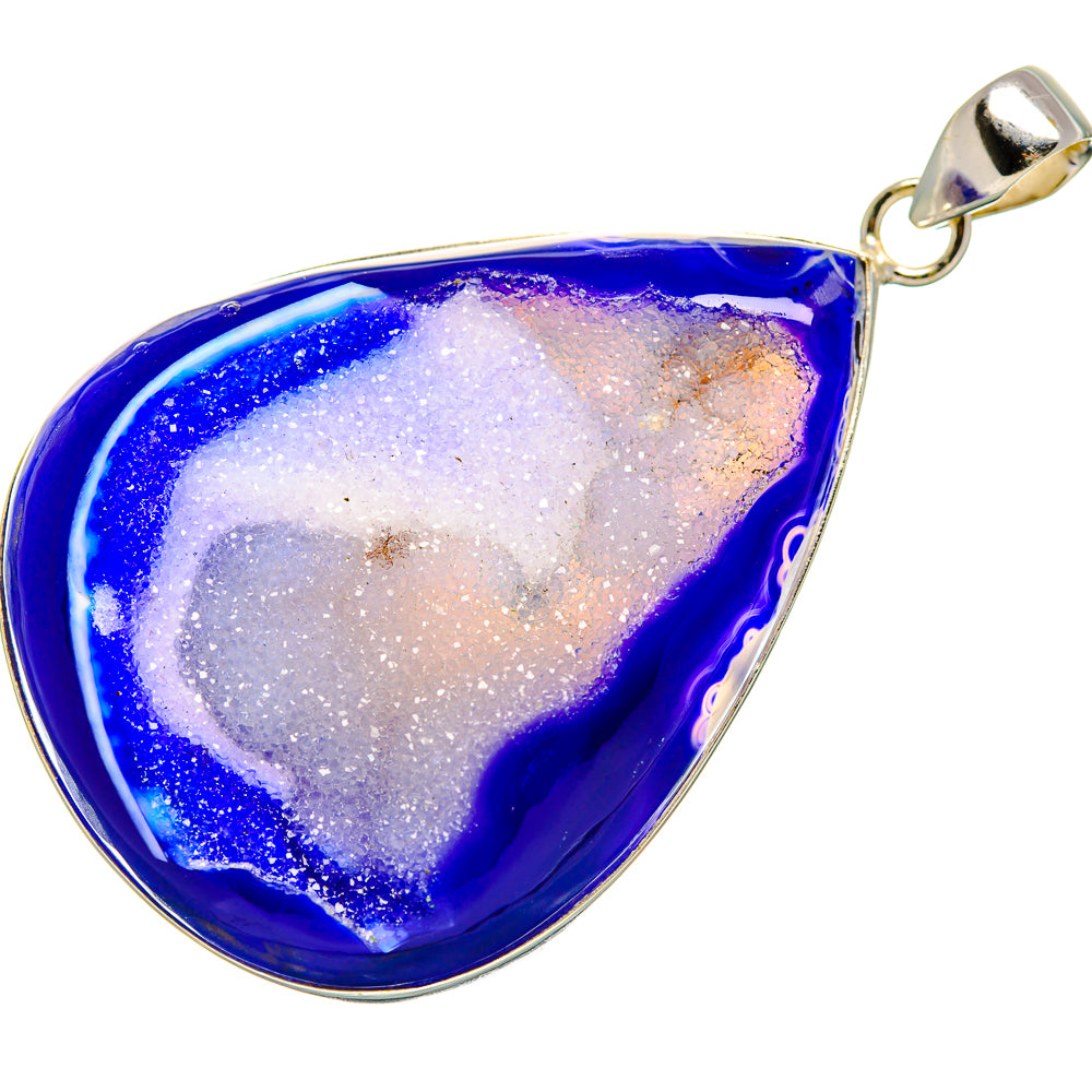 Blue Window Druzy Pendant 2 1/2" (925 Sterling Silver) PD36952