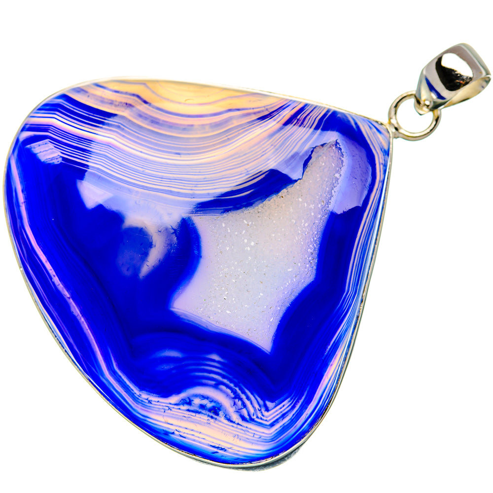 Blue Window Druzy Pendant 2 1/2" (925 Sterling Silver) PD37223
