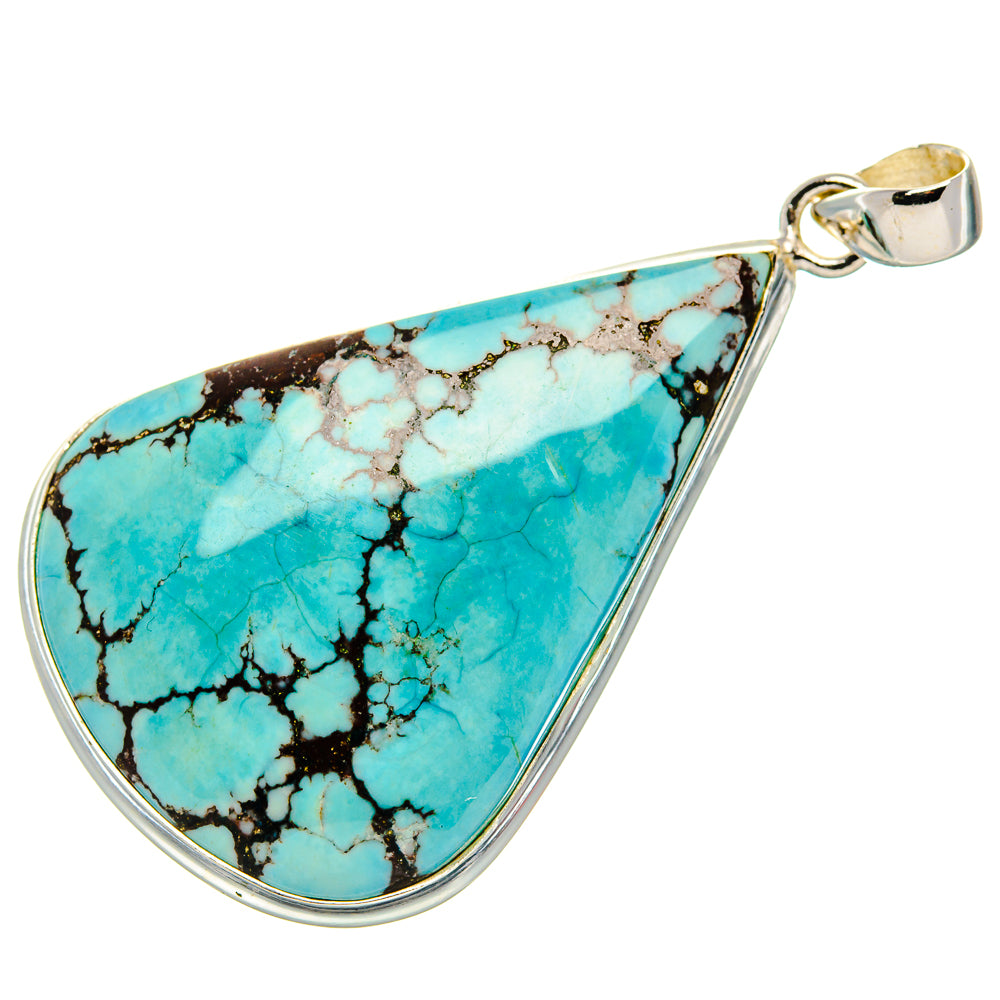 Tibetan Turquoise Pendant 2 1/4" (925 Sterling Silver) PD37177