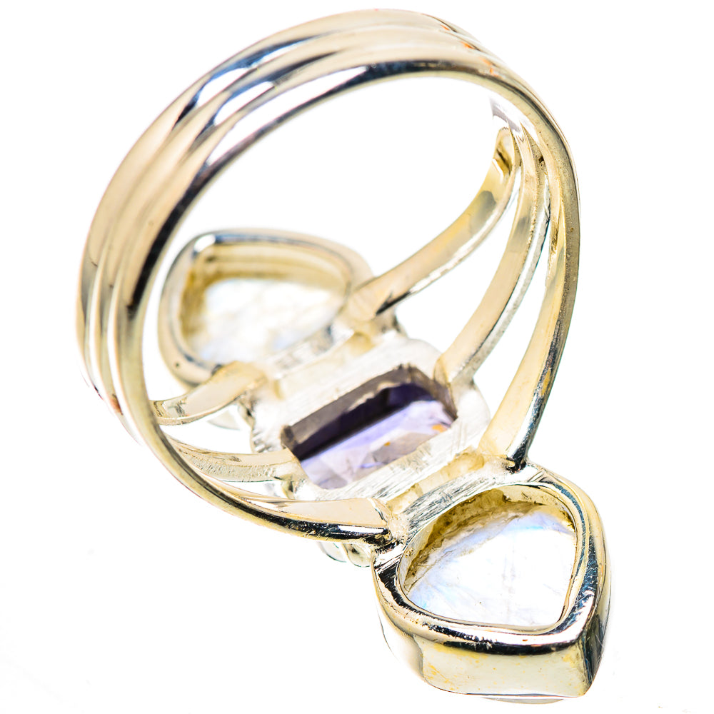 Faceted Tanzanite, Rainbow Moonstone Ring Size 8.5 (925 Sterling Silver) RING135999