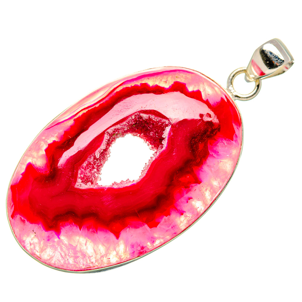 Pink Window Druzy Pendant 2 1/4" (925 Sterling Silver) PD36953