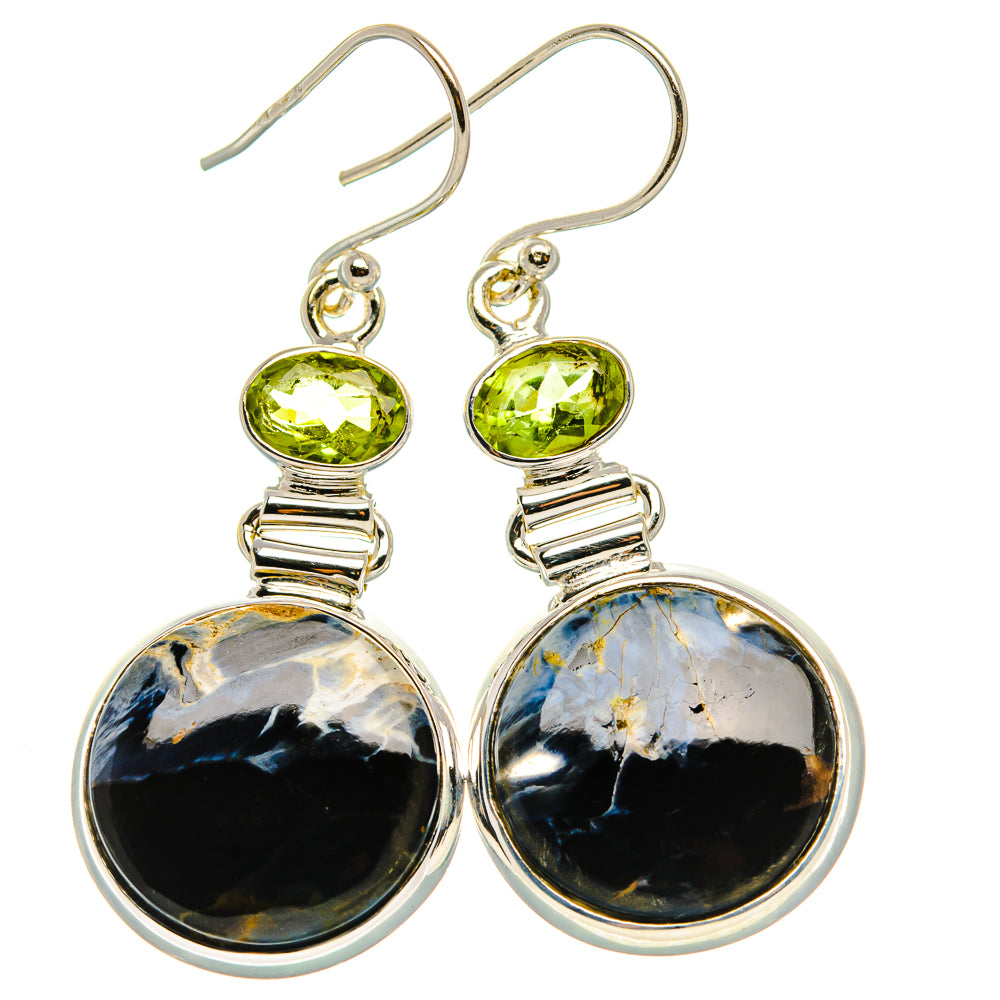 Pietersite, Peridot Earrings 1 3/4" (925 Sterling Silver) EARR431648
