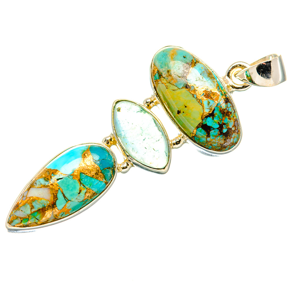 Kingman Mohave Turquoise, Aquamarine Pendant 2" (925 Sterling Silver) PD36937