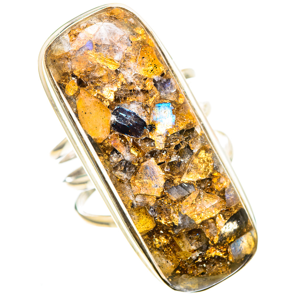 Huge Brecciated Labradorite Ring Size 10 (925 Sterling Silver) RING136755