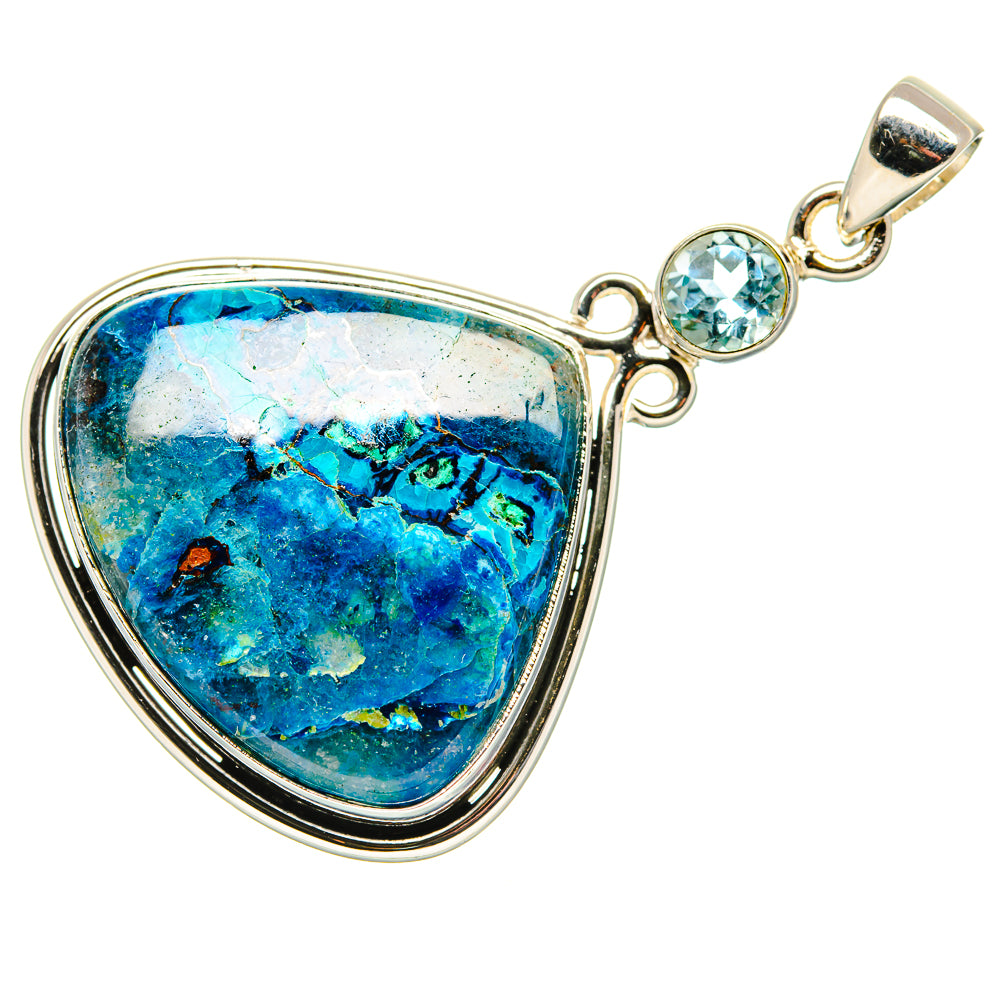 Chrysocolla, Blue Topaz Pendant 2" (925 Sterling Silver) PD36896