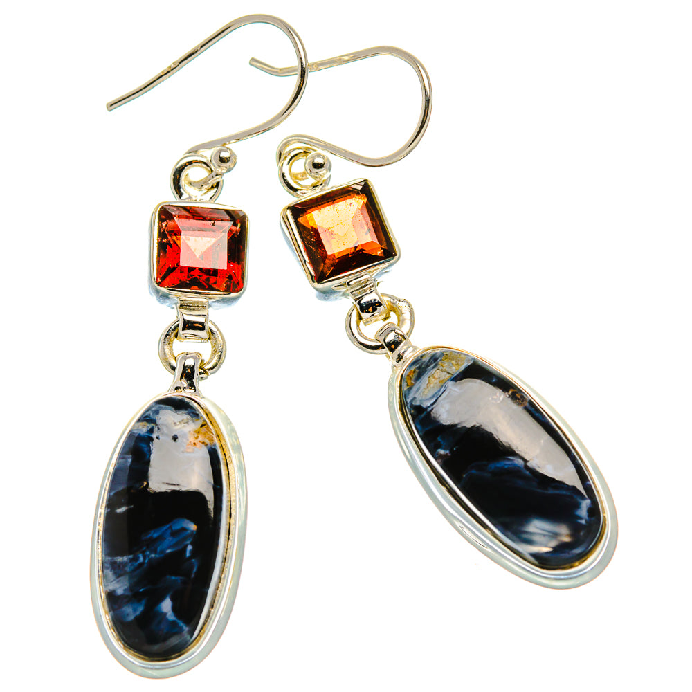 Pietersite, Garnet Earrings 2" (925 Sterling Silver) EARR431668