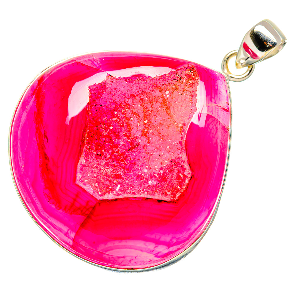 Pink Window Druzy Pendant 2" (925 Sterling Silver) PD36946
