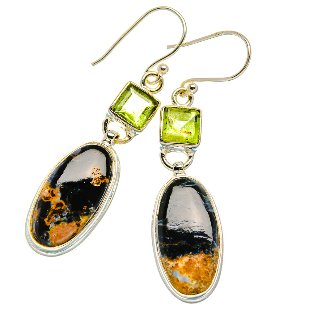 Pietersite, Peridot Earrings 2" (925 Sterling Silver) EARR431667