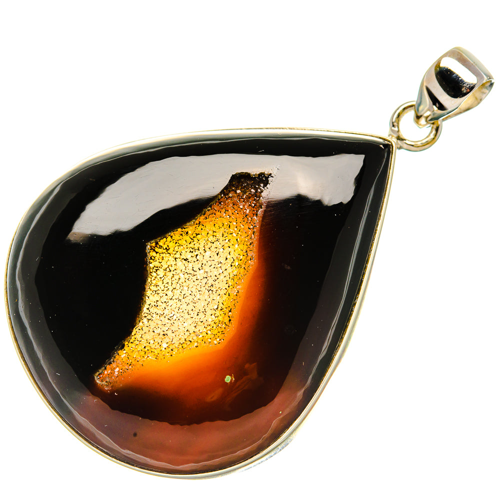 Black Window Druzy Pendant 2 1/4" (925 Sterling Silver) PD37182