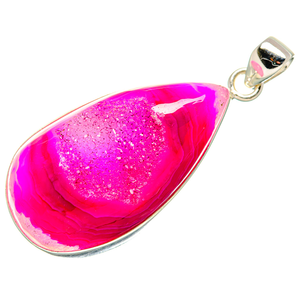 Pink Window Druzy Pendant 2" (925 Sterling Silver) PD36943