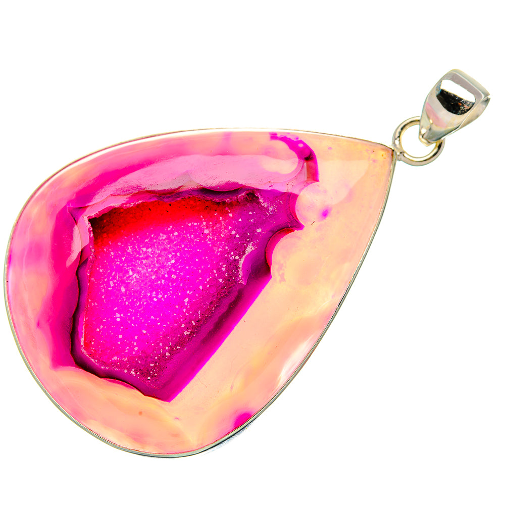 Pink Window Druzy Pendant 2 3/8" (925 Sterling Silver) PD37222