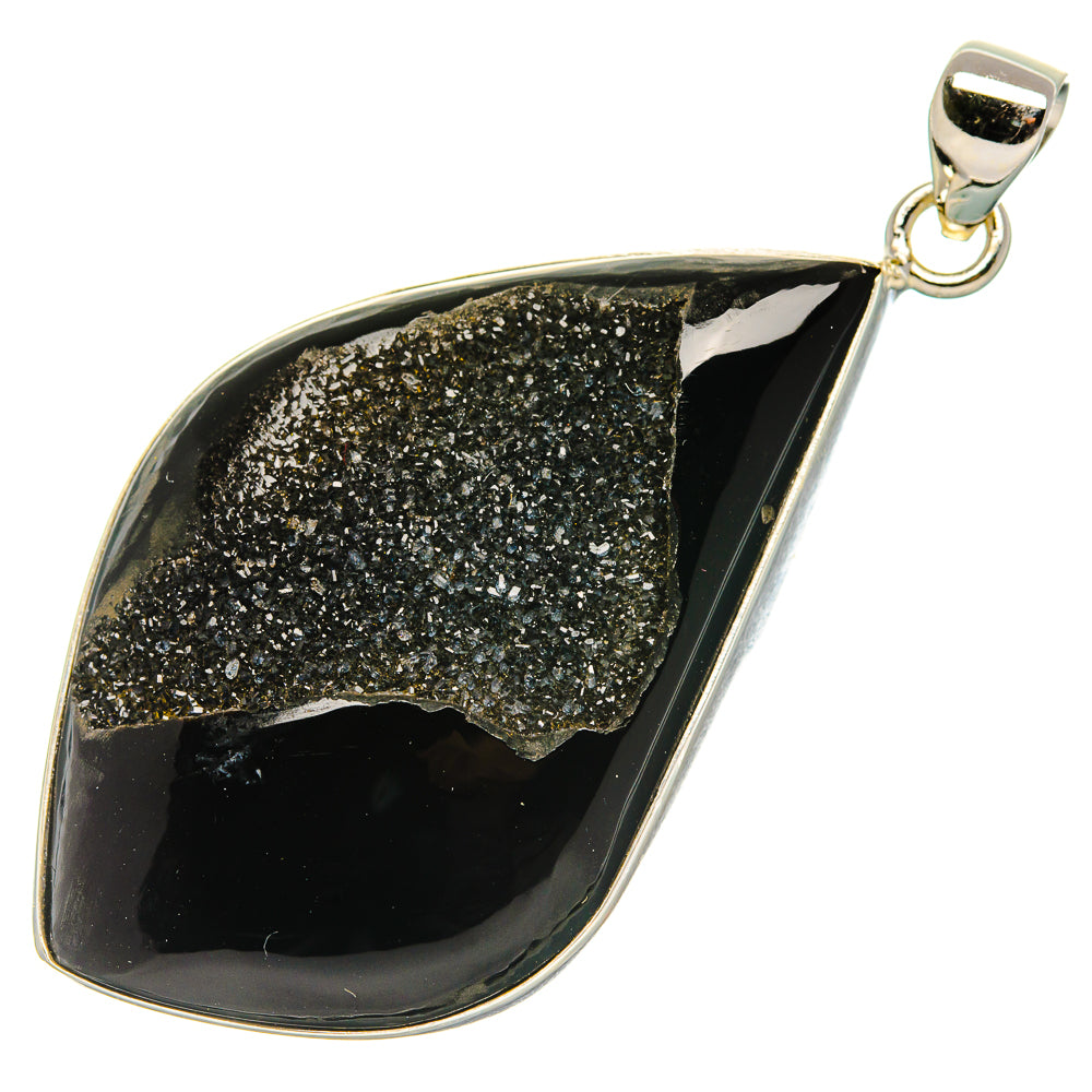 Black Window Druzy Pendant 2 1/2" (925 Sterling Silver) PD37249