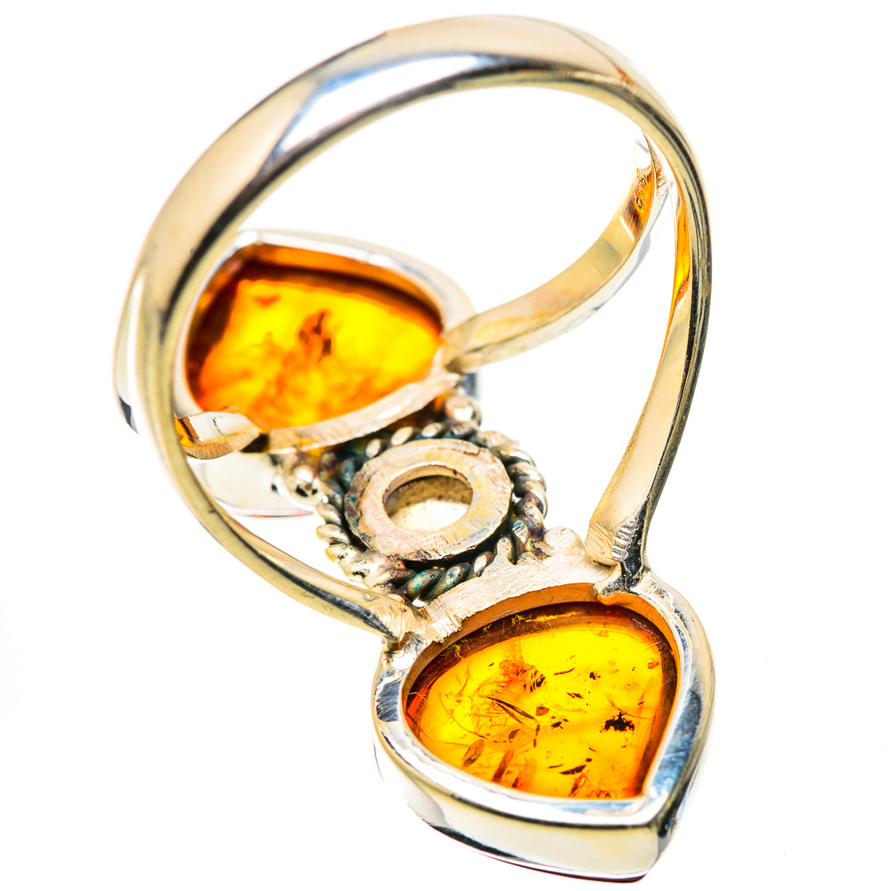 Baltic Amber, Rainbow Moonstone Ring Size 10.25 (925 Sterling Silver) RING134954