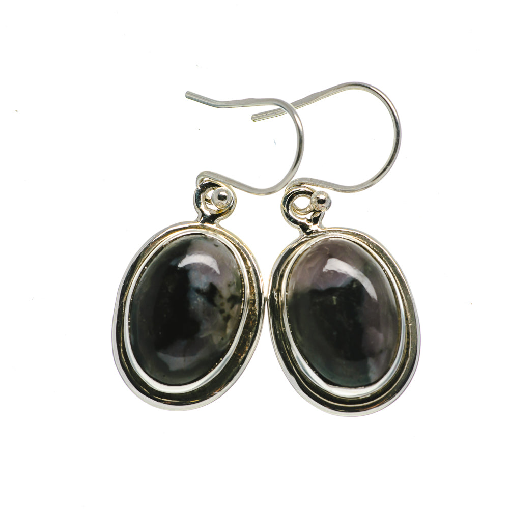 925 sterling silver oval stone drop earrings with French hook wires
