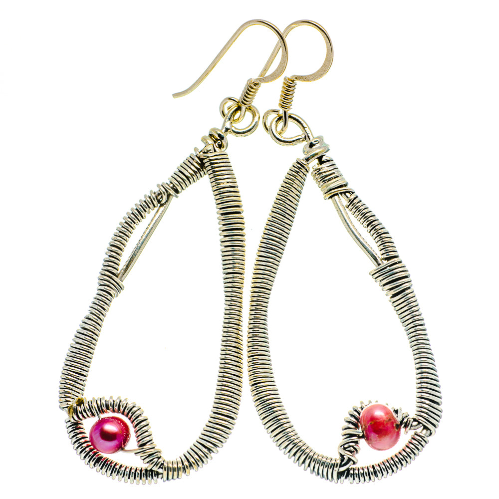Pink Cultured Pearl Earrings handcrafted by Ana Silver Co - EARR400560