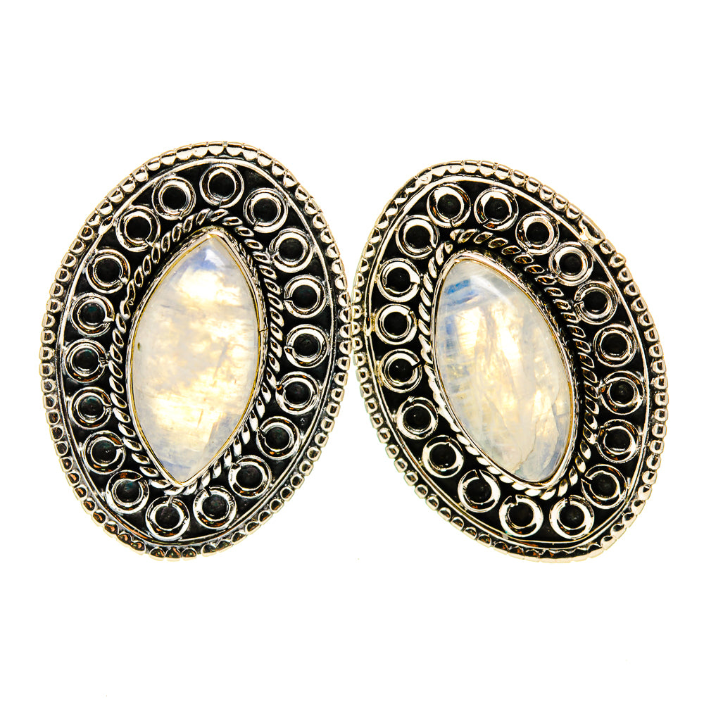 Rainbow Moonstone Earrings handcrafted by Ana Silver Co - EARR410398