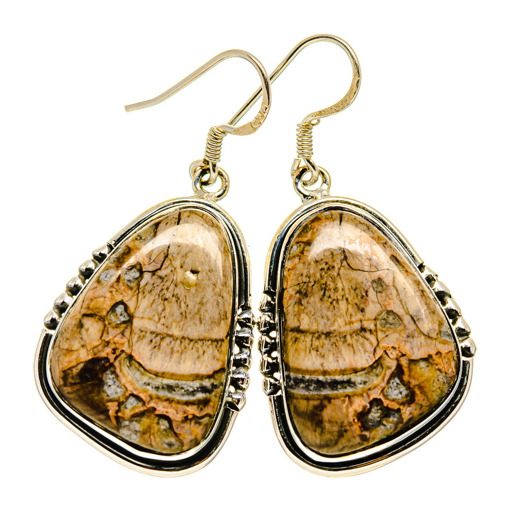 Mushroom Rhyolite Earrings handcrafted by Ana Silver Co - EARR410675